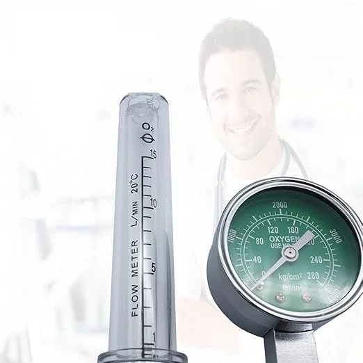 For Ambulance Oxygen Flow Meter Adjustment Valve with Regulator Medical Oxygen Flow Meter with Rotameter & Humidifier Bottle Compatible with Oxygen Cylinder for Home & Hospital Use Get Best Price 1180/. - Image 6