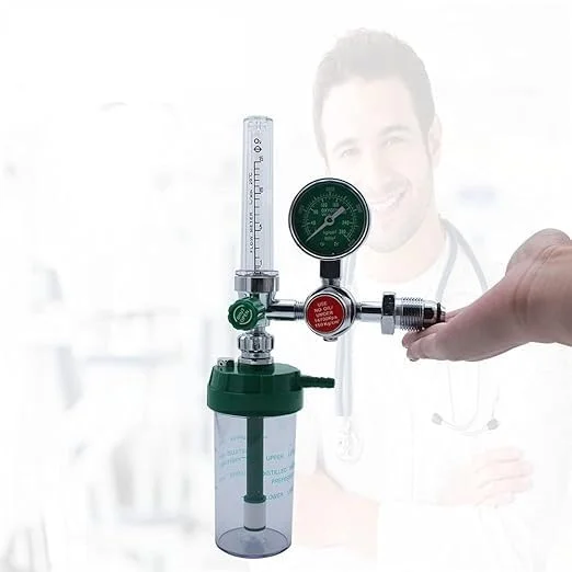 For Ambulance Oxygen Flow Meter Adjustment Valve with Regulator Medical Oxygen Flow Meter with Rotameter & Humidifier Bottle Compatible with Oxygen Cylinder for Home & Hospital Use Get Best Price 1180/. - Image 5