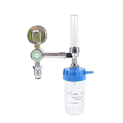 For Ambulance Oxygen Flow Meter Adjustment Valve with Regulator Medical Oxygen Flow Meter with Rotameter & Humidifier Bottle Compatible with Oxygen Cylinder for Home & Hospital Use Get Best Price 1180/. - Image 2