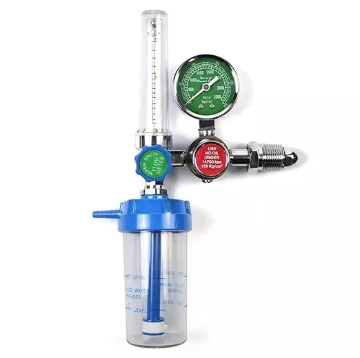 For Ambulance Oxygen Flow Meter Adjustment Valve with Regulator Medical Oxygen Flow Meter with Rotameter & Humidifier Bottle Compatible with Oxygen Cylinder for Home & Hospital Use Get Best Price 1180/.