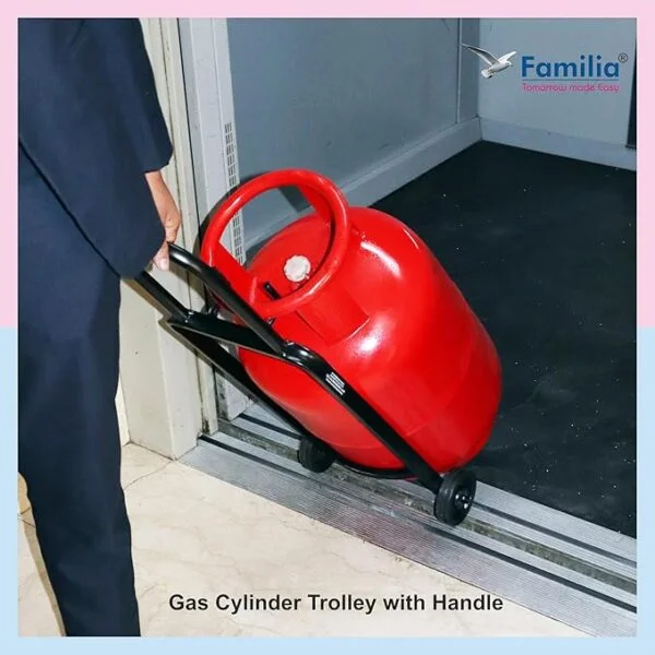LPG Gas Cylinder Trolley Steel Heavy Duty LPG Gas Cylinder Trolley with Wheels & Hooks – Easy Grip for Effortless Pickup Carry and Transfer Robust and Durable Construction Black Price 1030/. - Image 3