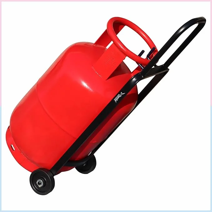 LPG Gas Cylinder Trolley Steel Heavy Duty LPG Gas Cylinder Trolley with Wheels & Hooks – Easy Grip for Effortless Pickup Carry and Transfer Robust and Durable Construction Black Price 1030/.