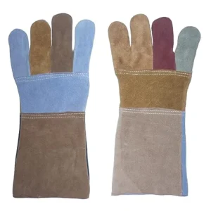 Leather Hands Goloves Industrial Multicolour Joint Palm Suede Leather Welding Safety Glove (14 inches) Pack of 1 Pair 90/.