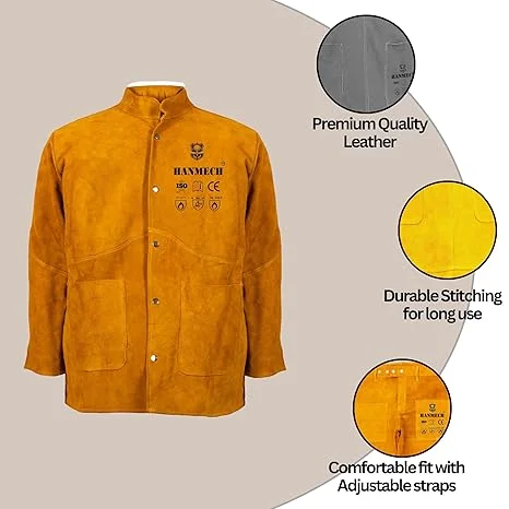Leather Welding Jacket Heat-Resistant Flame-Resistant Welding Protection For Sparks Heavy Duty Protection for MIG-TIG Stick Welding Works Offer Price 1750/. - Image 4