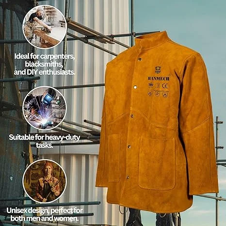 Leather Welding Jacket Heat-Resistant Flame-Resistant Welding Protection For Sparks Heavy Duty Protection for MIG-TIG Stick Welding Works Offer Price 1750/. - Image 3