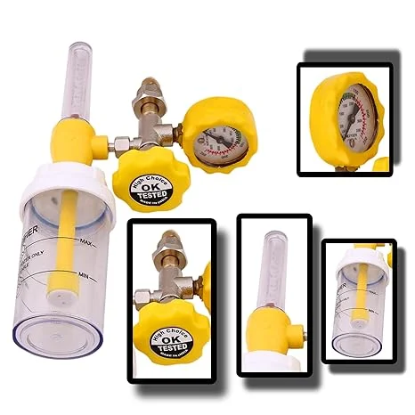 NAGDEVI Oxygen Flow Meter With Humidifier Bottle Flowmeter For Oxygen Cylinder Humidifier Bottle o2 Regulator Oxygen Flow Meter With Fine Adjustment Valve - Image 3