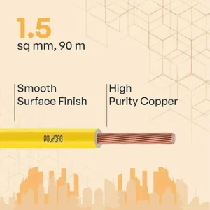 Polycab Wire Primma 90m 4sqmm Heat Resistant Eco Friendly Lead free PVC insulation Mositure resistant Flame Retardant 99.97% Electrolytic Grade Copper Yello