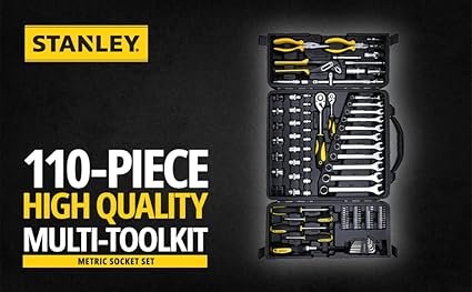 STANLEY STMT81243 110-Piece High Quality Multi-Toolkit containing Pliers Spanners Drivers Sockets Bits Wrenches & Ratchets for Home DIY & Professional Use 1-Year Warranty Yellow & Black Get Best Offer Price 8900/. - Image 8