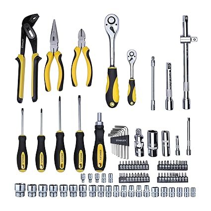 STANLEY STMT81243 110-Piece High Quality Multi-Toolkit containing Pliers Spanners Drivers Sockets Bits Wrenches & Ratchets for Home DIY & Professional Use 1-Year Warranty Yellow & Black Get Best Offer Price 8900/. - Image 7