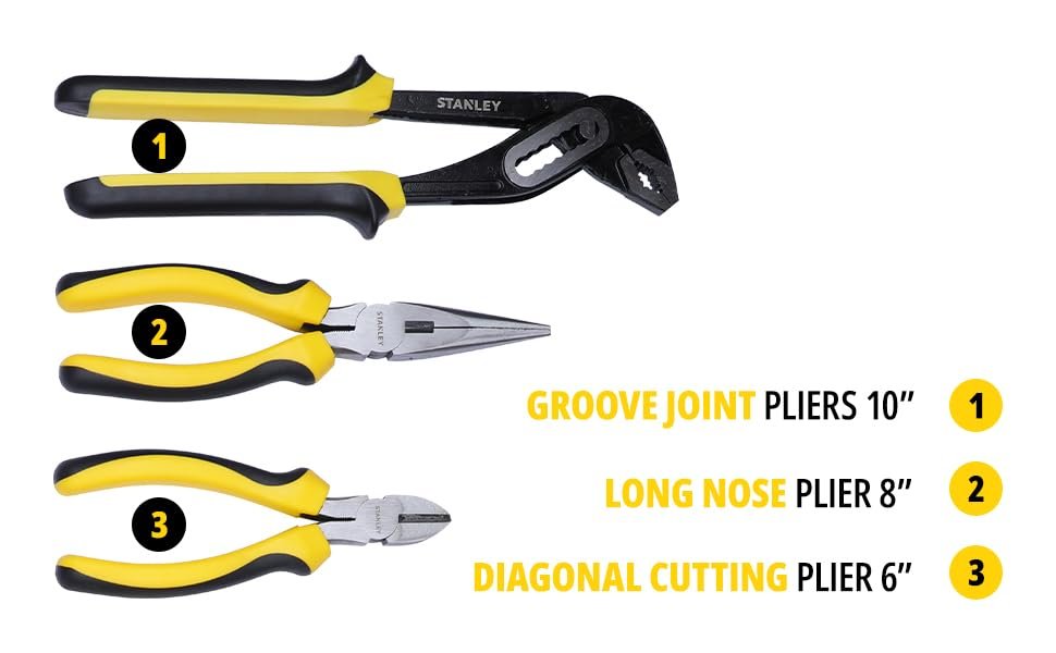 STANLEY STMT81243 110-Piece High Quality Multi-Toolkit containing Pliers Spanners Drivers Sockets Bits Wrenches & Ratchets for Home DIY & Professional Use 1-Year Warranty Yellow & Black Get Best Offer Price 8900/. - Image 6