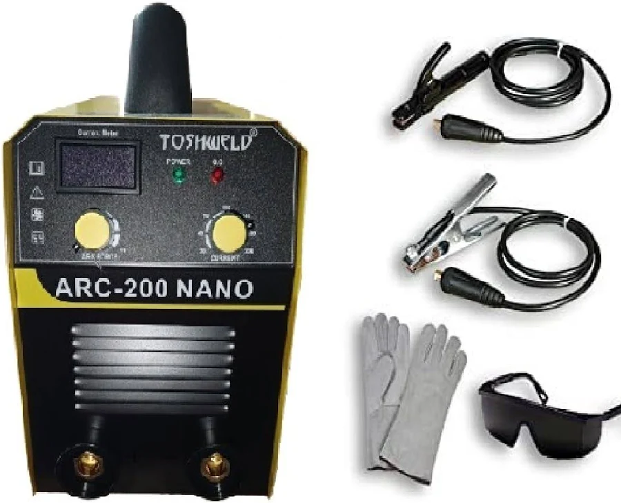 Tosh Weld ARC-200 IGBT Welding Machine 230V 200A Yellow With Black Googles Leather Gloves And 10pcs Welding Rod Get Best Price 5100/.